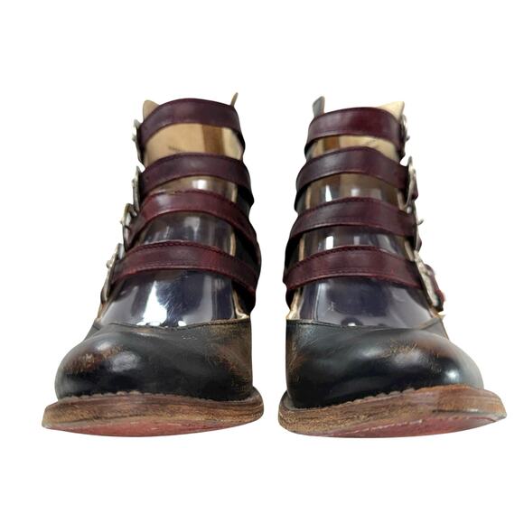 FREEBIRD Scarlett Leather Boots Black Women Size 9 Short Ankle 4 Buckles Heeled - Picture 6 of 12